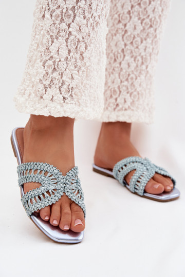 Women's Flat Blue Slides Fariella 2