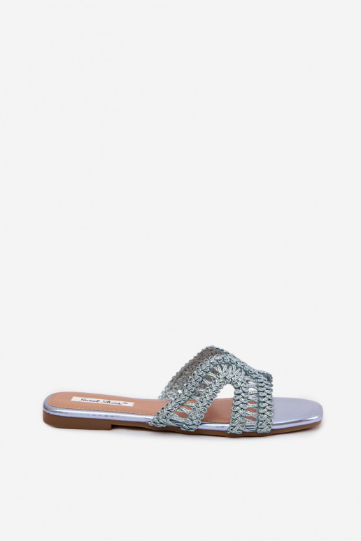 Women's Flat Blue Slides Fariella