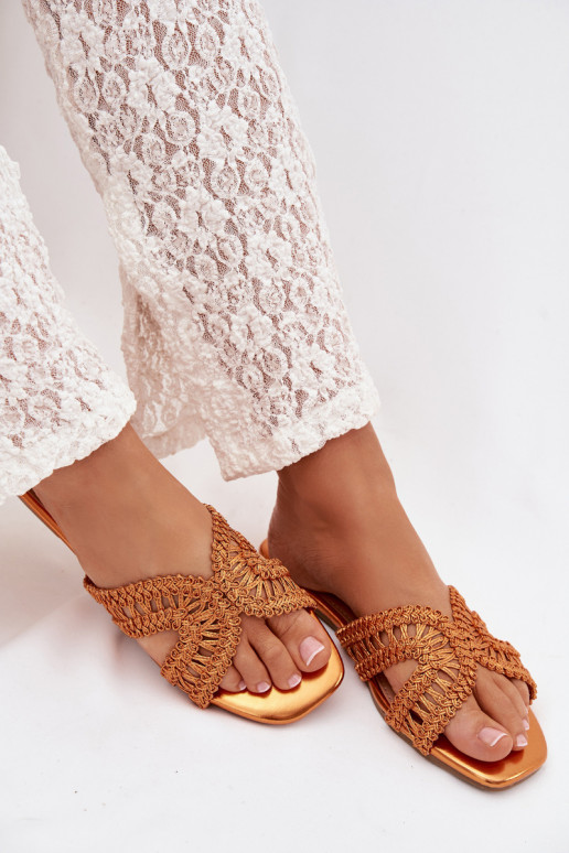 Women's Flat Orange Slippers Fariella