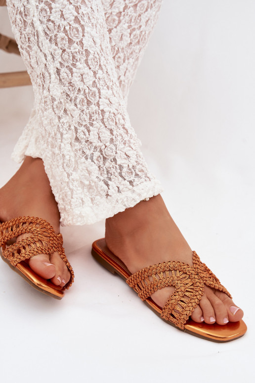 Women's Flat Orange Slippers Fariella