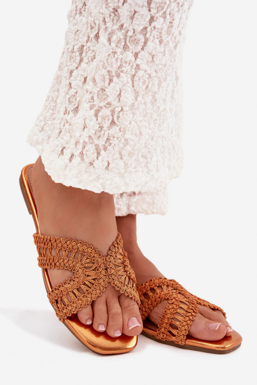 Women's Flat Orange Slippers Fariella