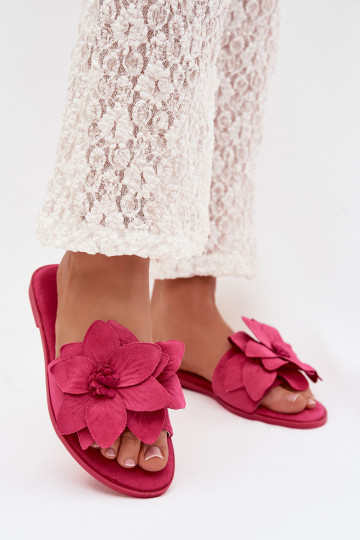 Women's Flat Fuchsia Floral Slides Elzoria 2