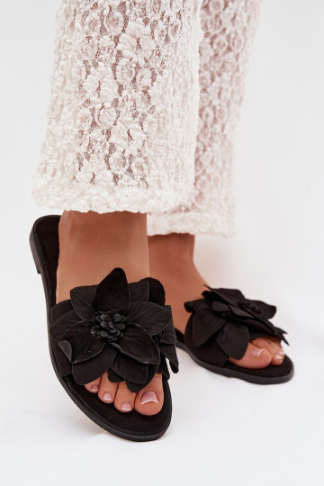 Women's Flat Black Floral Shoes Elzoria 2