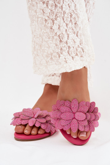 Women's Flat Fuchsia Decor Slides Grelora 2