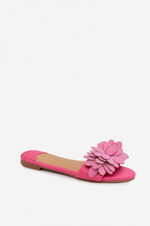 Women's Flat Fuchsia Decor Slides Grelora