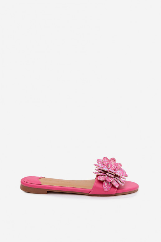 Women's Flat Fuchsia Decor Slides Grelora