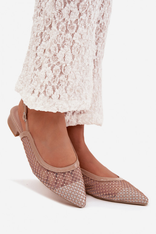 Siateczkowe BalerinywithOdkrytą Piętą Beżowe Pyvona