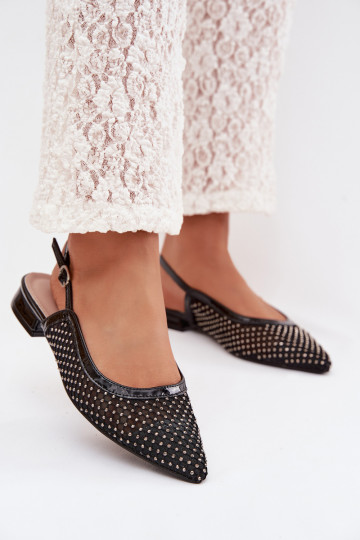 Pyvona Mesh Ballerinas With Open Heel Black