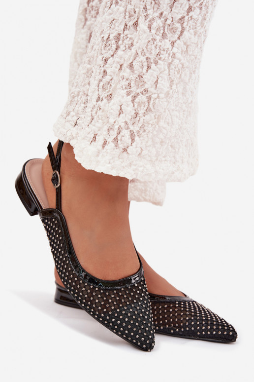 Pyvona Mesh Ballerinas With Open Heel Black