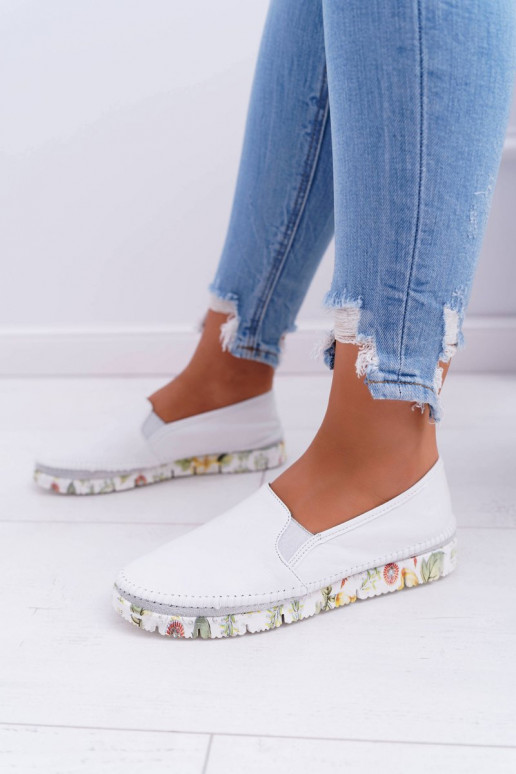 Women's Half Shoes Maciejka Slip-on Leather White 03512-11