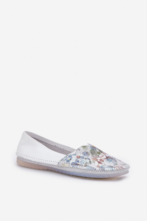 Leather Ballerinas With Pattern Maciejka T1930-38 White