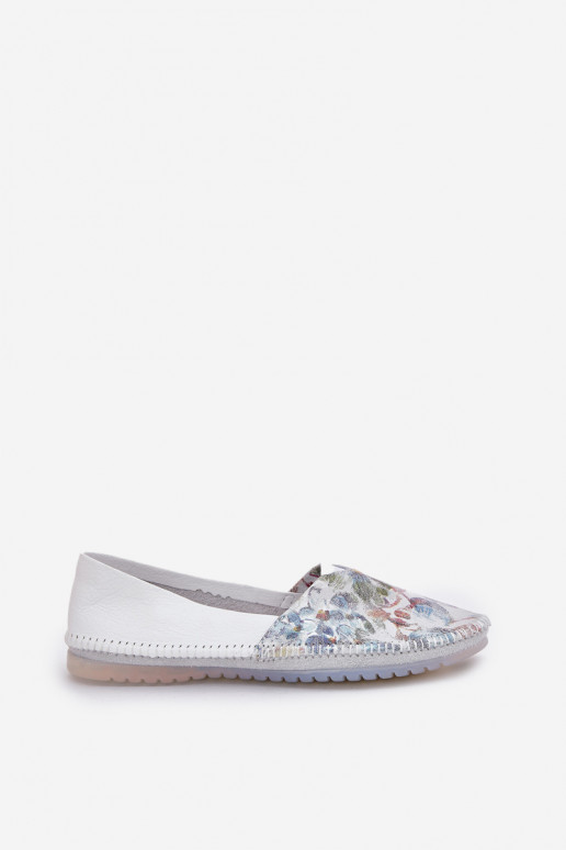 Leather Ballerinas With Pattern Maciejka T1930-38 White