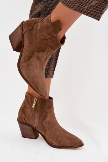 Cowboy Ankle Boots From Genuine Suede Zazoo 3153 Khaki