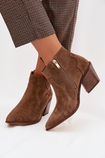 Cowboy Ankle Boots From Genuine Suede Zazoo 3153 Khaki 2