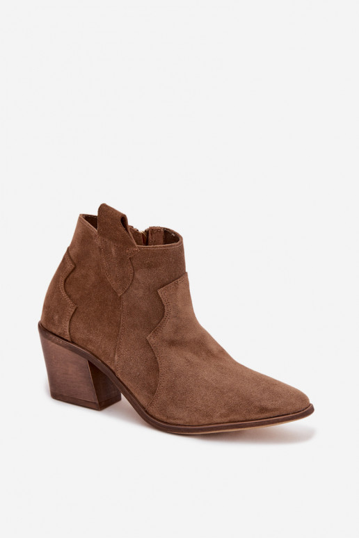 Cowboy Ankle Boots From Genuine Suede Zazoo 3153 Khaki