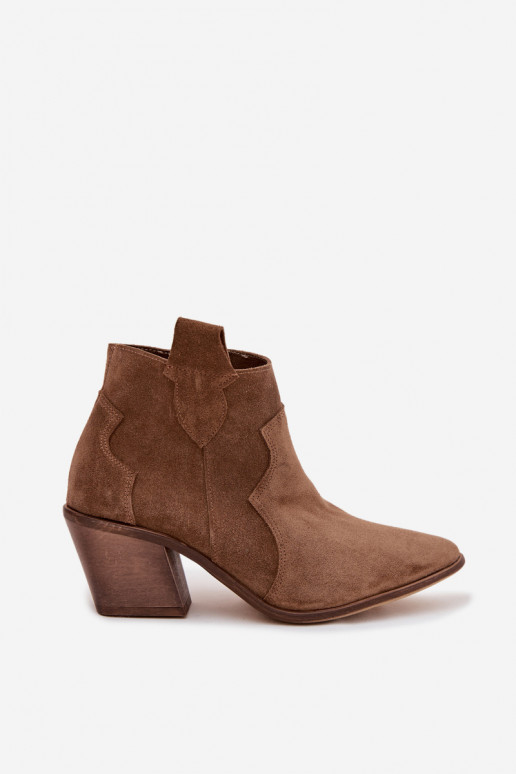 Botki KowbojkiwithNaturalnego Zamszu Zazoo 3153 Khaki