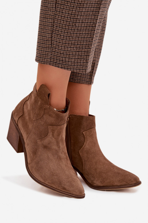 Cowboy Ankle Boots From Genuine Suede Zazoo 3153 Khaki