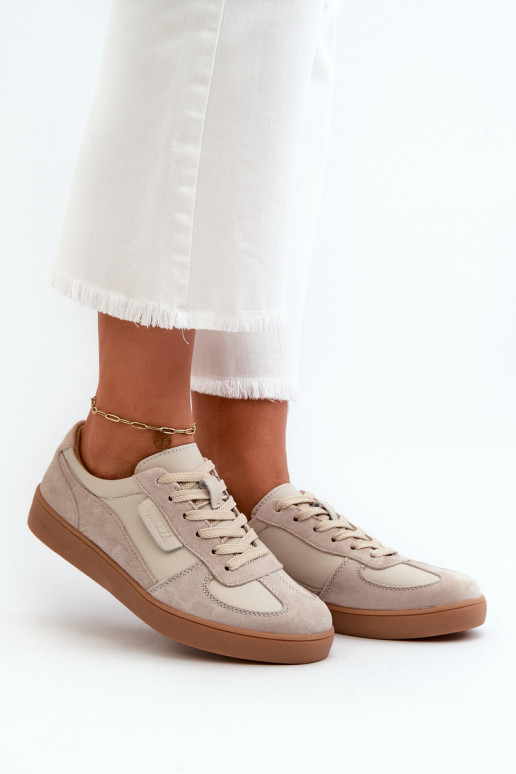 Leather Suede Women's Sneakers Vinceza 7933 Gray