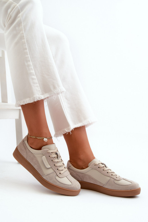 Leather Suede Women's Sneakers Vinceza 7933 Gray