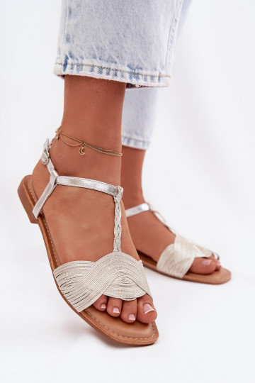 Women's Silver Flat Sandals Nexora 2