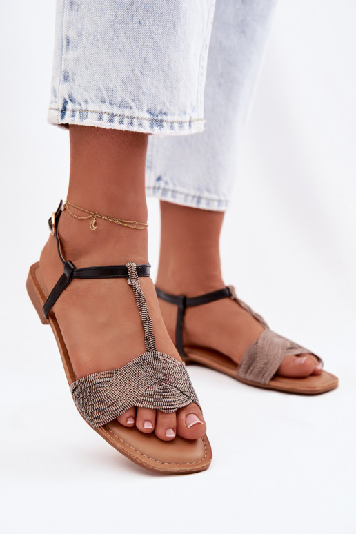 Women's Flat Black Sandals Nexora