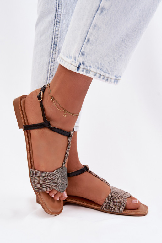 Women's Flat Black Sandals Nexora