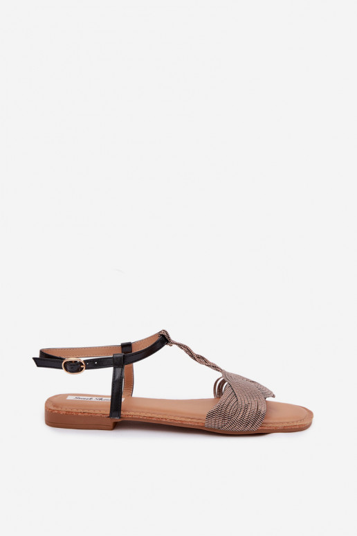 Women's Flat Black Sandals Nexora