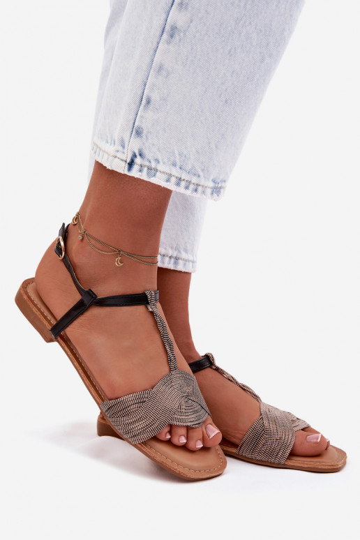 Women's Flat Black Sandals Nexora