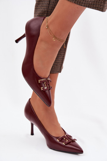 High Heels Pumps with Embellishment Eco Leather Burgundy Fivara