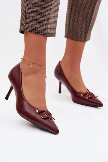 High Heels Pumps with Embellishment Eco Leather Burgundy Fivara 2