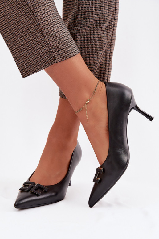 High Heels Pumps With Decoration Eco Leather Black Fivara