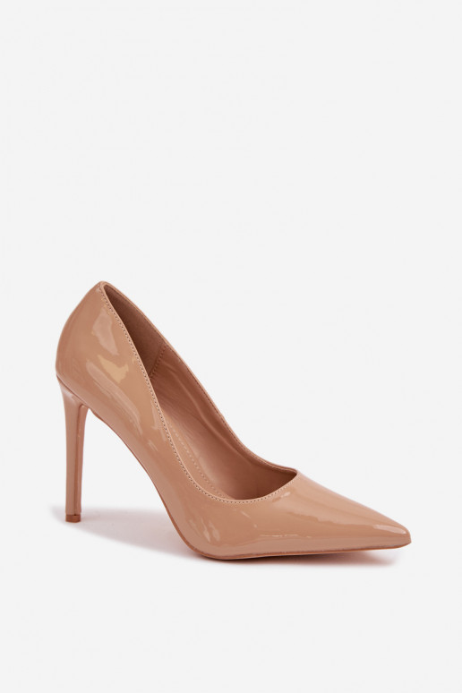 Patent Leather High Heels Made of Eco Leather Dark Beige Jonira
