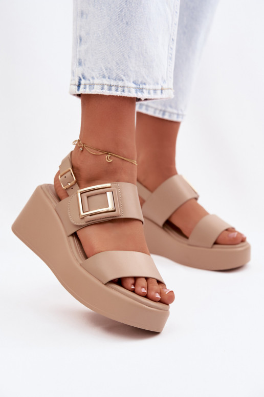 Women's Platform Sandals With Decorative Detail Beige Nelira