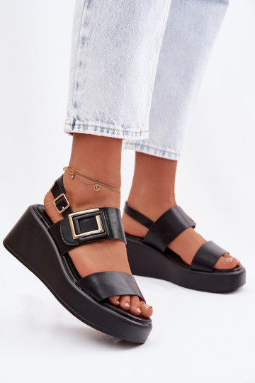 Women's Platform Sandals With Decorative Detail Black Nelira