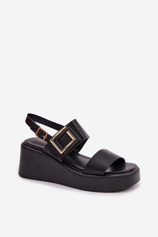 Women's Platform Sandals With Decorative Detail Black Nelira