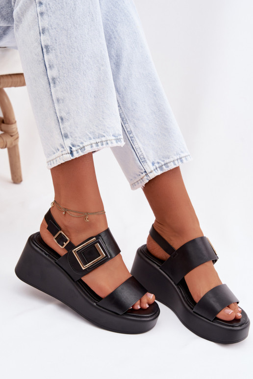 Women's Platform Sandals With Decorative Detail Black Nelira