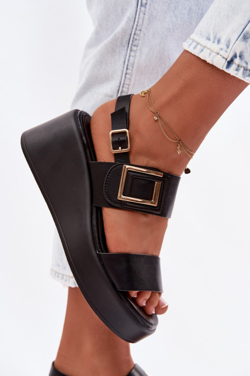 Women's Platform Sandals With Decorative Detail Black Nelira