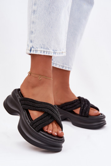 Material Women's Platform Sandals With Straps Black Liorine 2