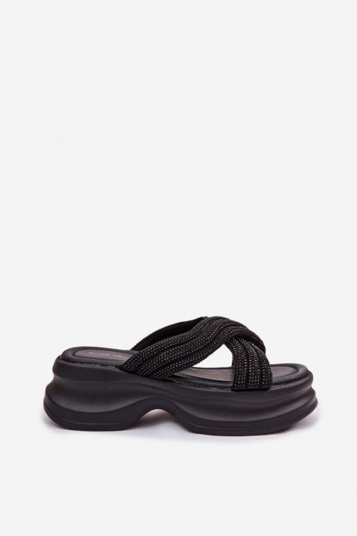 Material Women's Platform Sandals With Straps Black Liorine