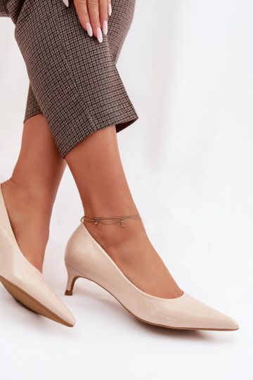 Patent Leather Low Heel Beige Shoes Girela