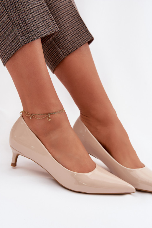 Patent Leather Low Heel Beige Shoes Girela