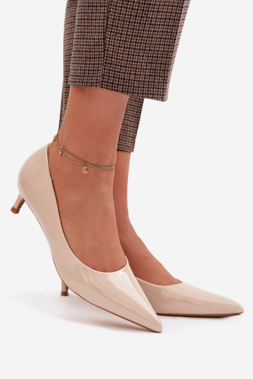Patent Leather Low Heel Beige Shoes Girela