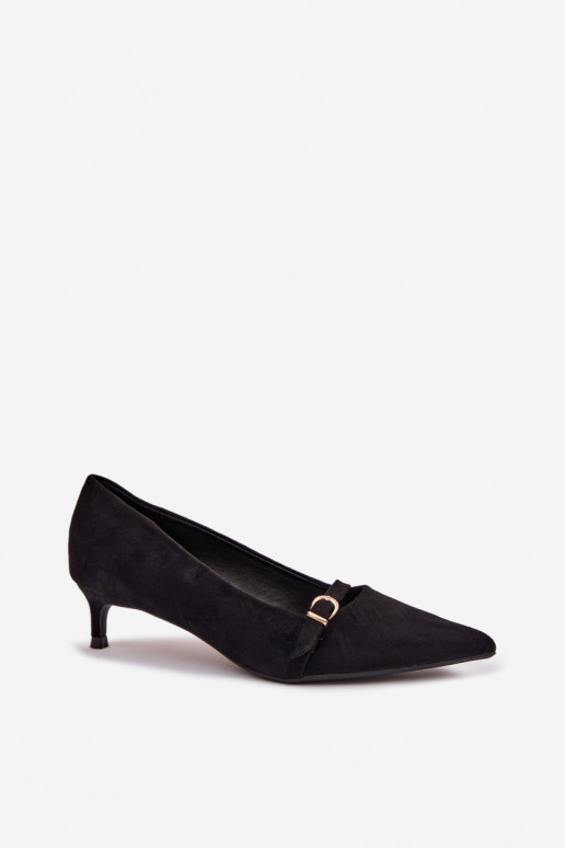 Women's Low Heel Shoes With Decorative Strap Black Pirela