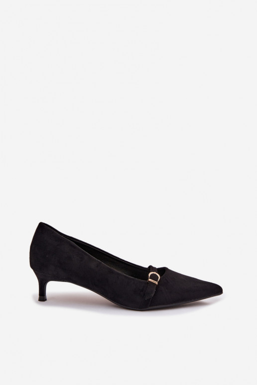 Women's Low Heel Shoes With Decorative Strap Black Pirela