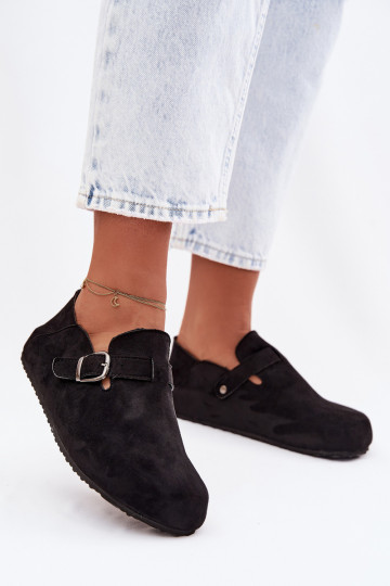 Women's Eco Suede Loafers With Buckle Black Ismora 2