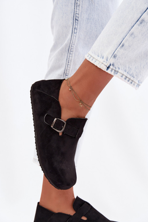 Women's Eco Suede Loafers With Buckle Black Ismora