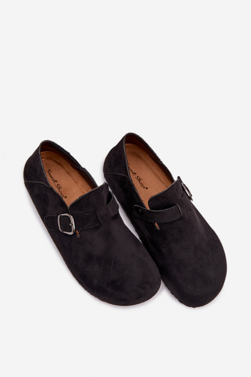 Women's Eco Suede Loafers With Buckle Black Ismora