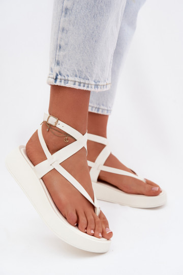 Women's Platform Flip Flops White Gelira 2