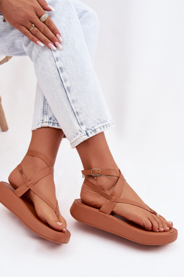 Women's Flip Flops Platform Camel Gelira