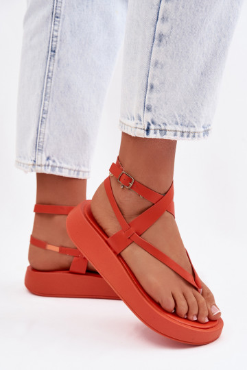 Women's Orange Platform Flip Flops Gelira